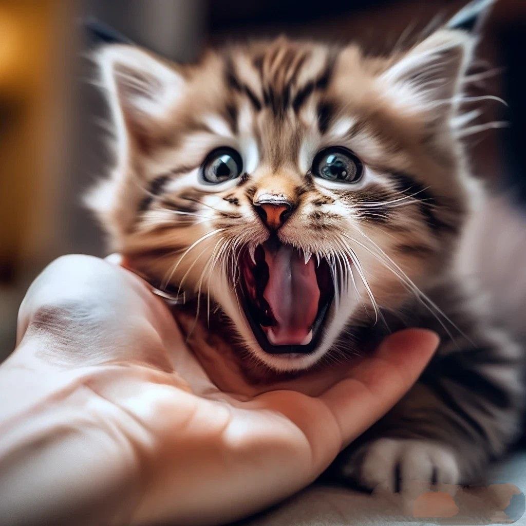 Котенок кусается во время игры